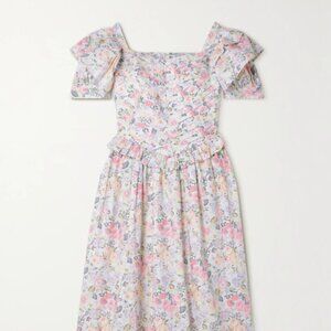 BATSHEVA + Laura Ashley Eden ruffled cotton-poplin midi dress (NWT)